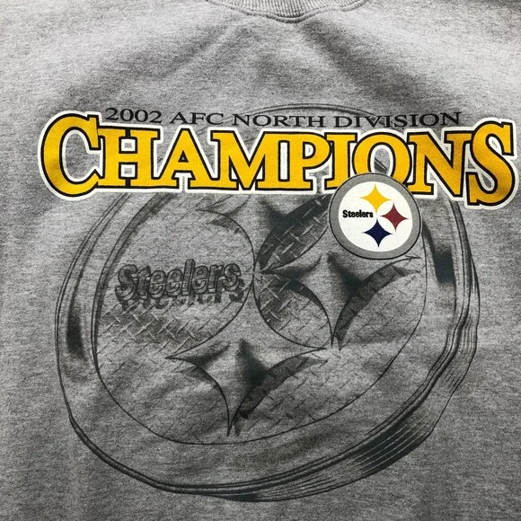 Vintage Pittsburgh Steelers Sweatshirt Mens XL Gray 2002 AFC Champions Crewneck